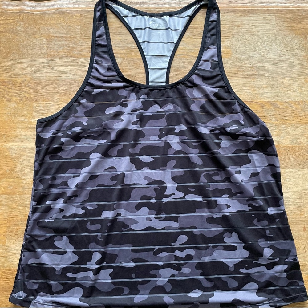 3/$18 ZYIA Black and Gray Camo Havana Tank Top